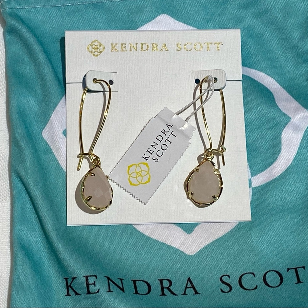 Kendra Scott Rose Quartz & Gold Earrings